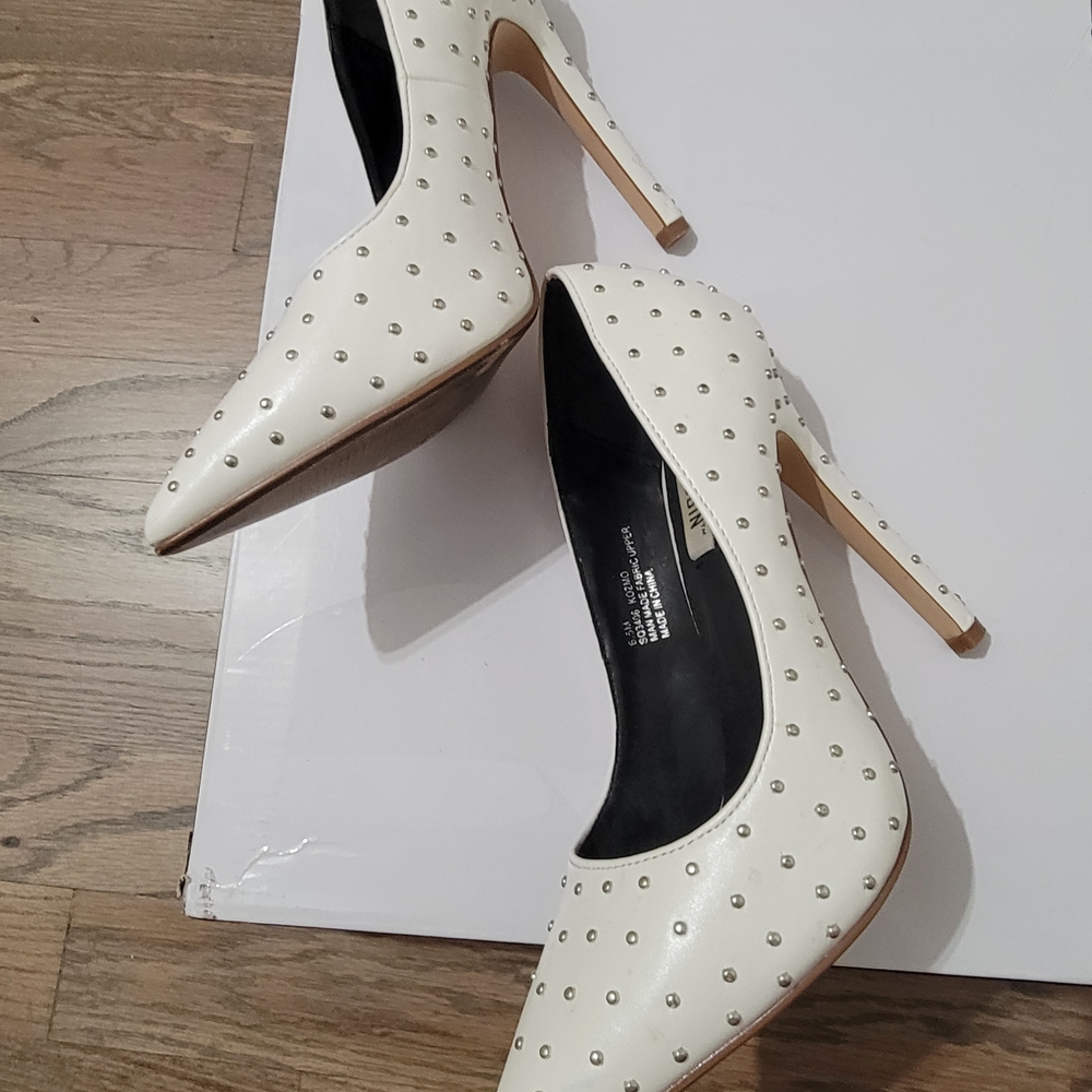 Cape Robbin White Studded Women's Heels - Picture 2 of 4